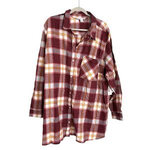 OLD NAVY CLASSIC SHIRT FLANNEL 100% COTTON PLAID WOMENS 4X LONG SLEEVE COLLARED
